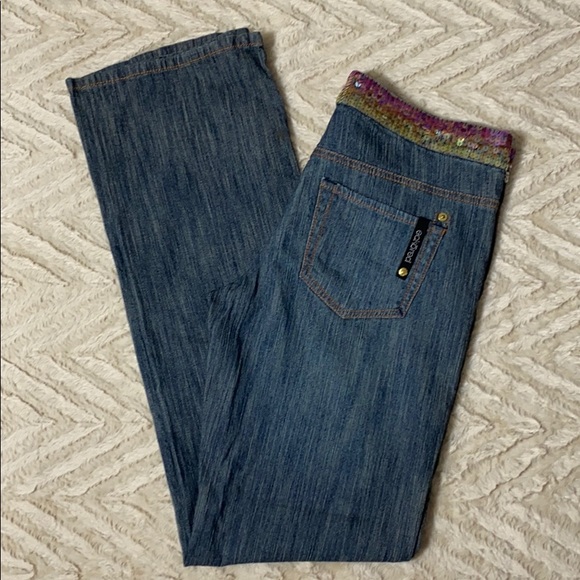 Eckered Sequin Waist Jeans Size 13 - Picture 6 of 10